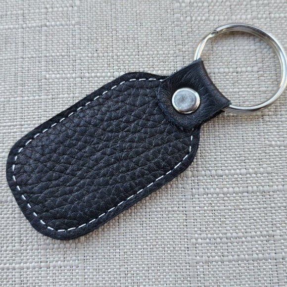 Keychains Black Genuine Leather Keys Holder Handmade Key Ring New - Picture 3 of 9